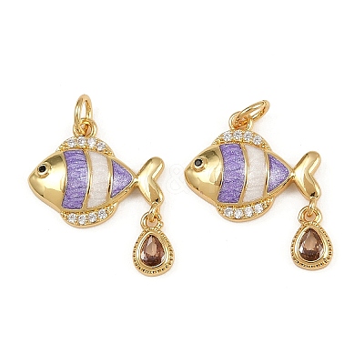 Brass Micro Pave Cubic Zirconia Pendants KK-L241-18G-1