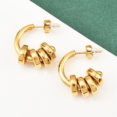 304 Stainless Steel C-Shaped Stud Earrings EJEW-K268-78G-1