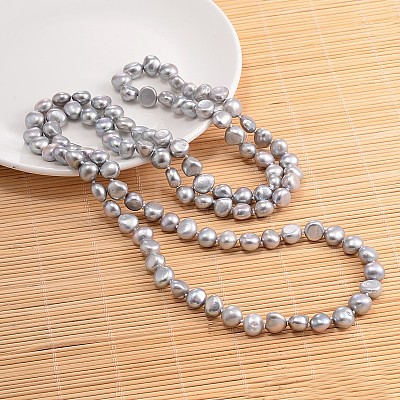 Natural Pearl Nuggets Beaded Necklace NJEW-P126-B-01D-01-1