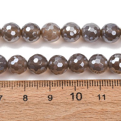 Electroplated Natural Agate Beads Strands G-B191-A07-8mm-05-1