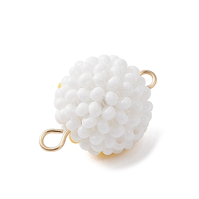 Halloween Glass Peal & Glass Seed Beaded Round Eye Links Connector Charms PALLOY-MZ00948-03-1