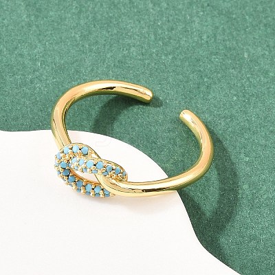 Brass Micro Pave Cubic Zirconia Finger Rings RJEW-C153-01G-1
