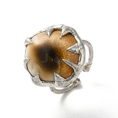 Dyed Natural Shell Eye Open Cuff Ring RJEW-M155-02S-1