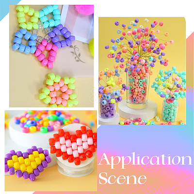 800Pcs 8 Colors Opaque Plastic Beads KY-SC0001-87-1