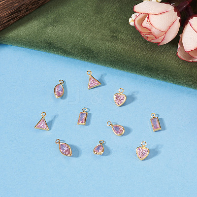 10Pcs 5 Styles Brass Cubic Zirconia Pendants KK-TADJ0001-30A-1