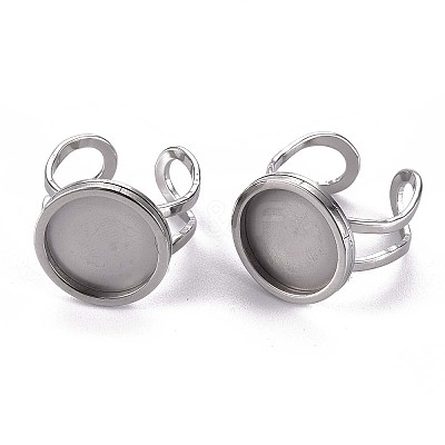 Tarnish Resistant 201 Stainless Steel Cuff Ring Findings STAS-S080-040C-P-1