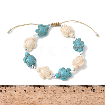 Adjustable Synthetic Turquoise & Non-magnetic Hematite Braided Bead Bracelets BJEW-JB13730-01-1