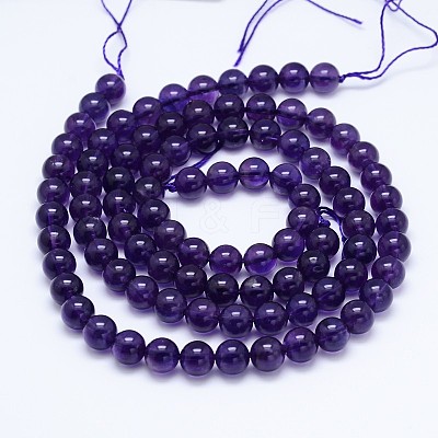 Natural Amethyst Round Bead Strands X-G-M212-6mm-04A-1