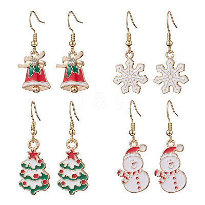 4 Pairs Alloy Enamel Dangle Earrings EJEW-JE06531-1