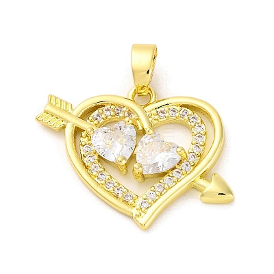 Brass Pendants with Cubic Zirconia KK-D536-08G-1