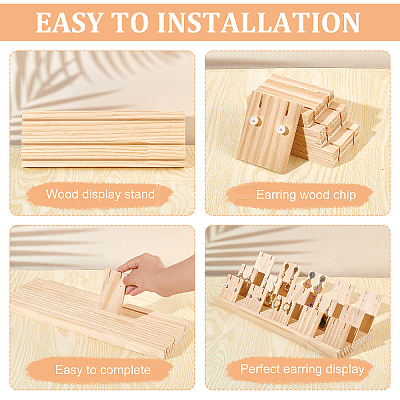 3 Rows Bamboo Earring Display Stands EDIS-WH0021-02-1