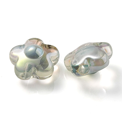 UV Plating Rainbow Iridescent Transparent Acrylic Beads OACR-C007-03E-1