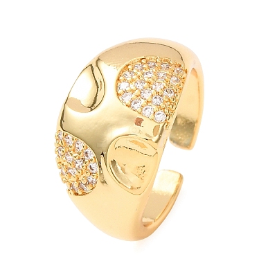 Brass Micro Pave Cubic Zirconia Open Cuff Rings for Women KK-CBA3D94-03G-1