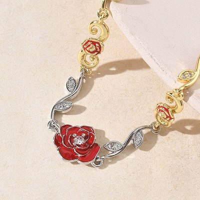 Brass Micro Pave Clear Cubic Zirconia Link Chain Bracelets for Women BJEW-C156-05PG-1