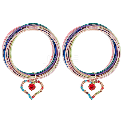 2Pcs Iron Stretch Chains Multi-strand Bracelets Set BJEW-BC0001-26-1