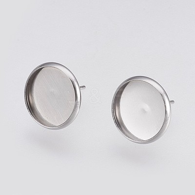 Non-Tarnish 202 Stainless Steel Stud Earring Settings LS-X-STAS-I088-E-02P-1