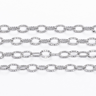 Tarnish Resistant 304 Stainless Steel Textured Cable Chains CHS-H006-01P-1