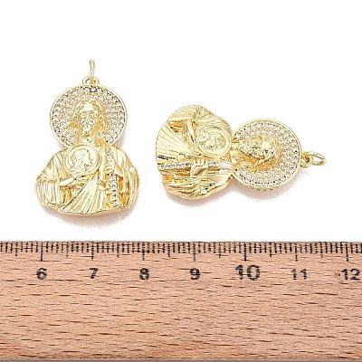 Religion Brass Micro Pave Clear Cubic Zirconia Pendants KK-N287-46A-G-1