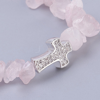 Natural Rose Quartz Beads Stretch Bracelets BJEW-JB03926-01-1