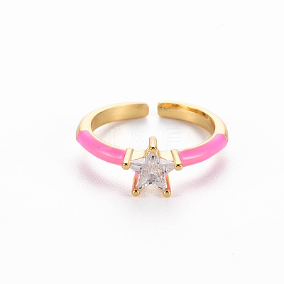 Brass Enamel Cuff Rings RJEW-T016-30E-NF-1