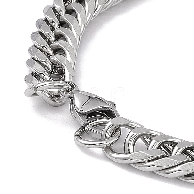 Tarnish Resistant 201 Stainless Steel Curb Chain Bracelet with 304 Stainless Steel Clasps for Men Women BJEW-M235-02E-P-1