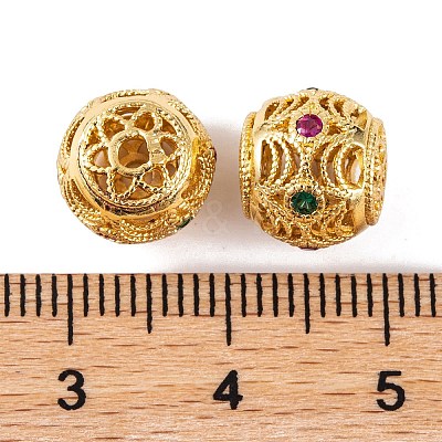 Rack Plating Brass & Cubic Zirconia Beads KK-U012-03G-1