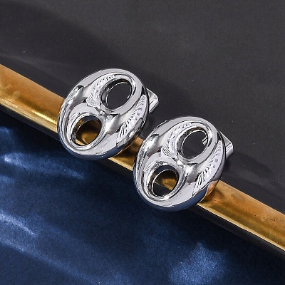 Oval 304 Stainless Steel Stud Earrings EJEW-A125-79A-P-1