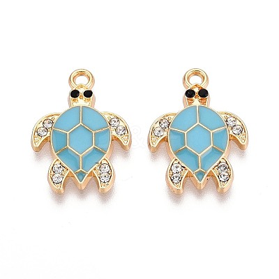 Alloy Rhinestone and Enamel Pendants PALLOY-T092-40G-04-1
