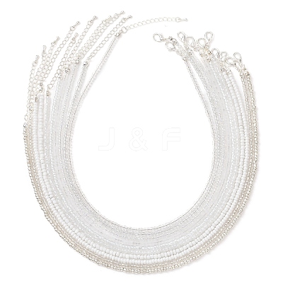 3MM Gradient Color Glass Seed Beaded Choker Necklaces for Women NJEW-JN05878-1