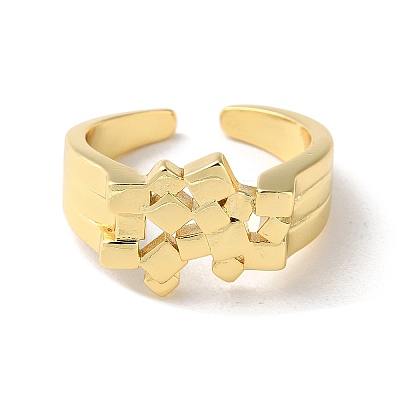 Rack Plating Brass Open Cuff Rings RJEW-M158-01G-1