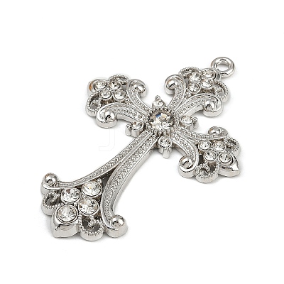 Alloy Rhinestone Cross Big Pendants ALRI-1475-P-RS-1