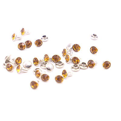 Brass Rhinestone Rivets KK-WH0035-12J-1