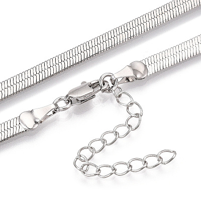 Brass Flat Snake Chain Necklaces for Women Men NJEW-N054-05P-1
