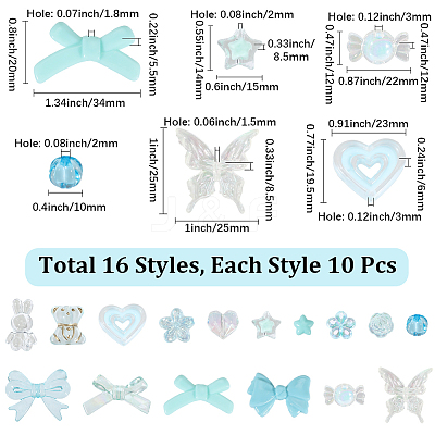 160Pcs 16 Styles Mixed Styles Acrylic Beads OACR-PA0001-77D-1