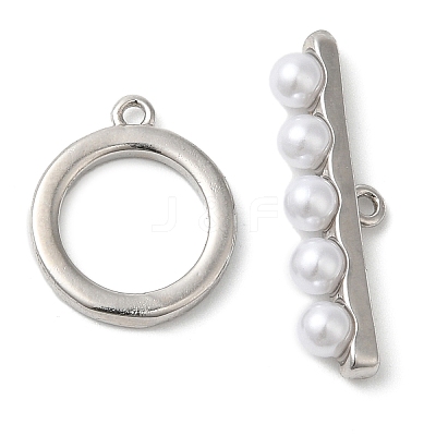 Brass with ABS Imitation Pearl Toggle Clasps KK-N254-89P-1