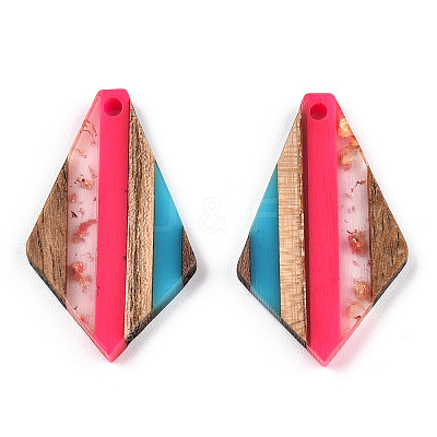 Transparent Resin & Walnut Wood Pendants X-RESI-TAC0017-49-A02-1