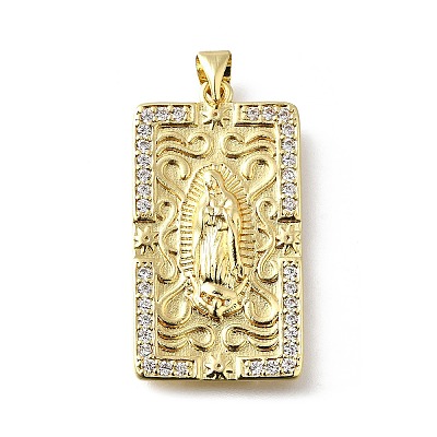 Brass Micro Pave Cubic Zirconia Pendants KK-Q066-17A-G-1