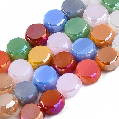 Electroplate Opaque Glass Beads Strands X-EGLA-S174-31-1