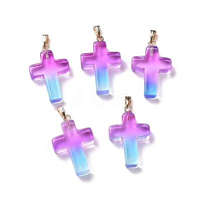 Two Tone Transparent Glass Pendants GLAA-A004-02F-1