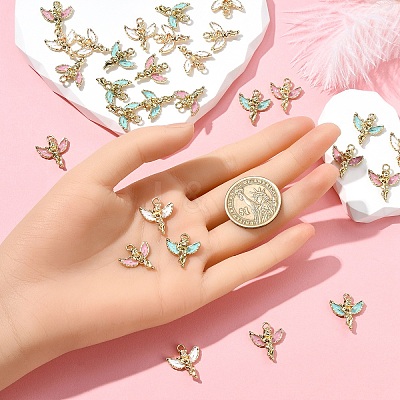 15Pcs 3 Colors Alloy Enamel Pendants ENAM-YW0004-78A-1