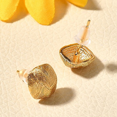 Brass Square Stud Earrings EJEW-Z083-04G-1