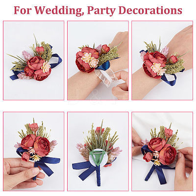 1Pc Silk Cloth Wrist Corsage AJEW-CP0001-71-1
