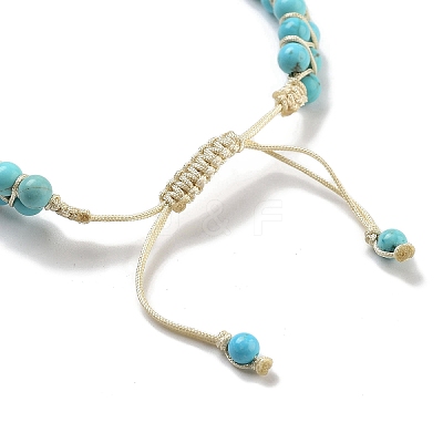 Natural Crackle Turquoise & Synthetic Turquoise Braided Round Bead Bracelets BJEW-K251-06I-1
