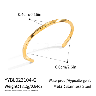 Vintage European and American 304 Stainless Steel Twisted Cuff Bangles for Women WV1773-1-1