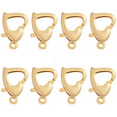 8Pcs Brass Heart Lobster Claw Clasps KK-TA0002-69-1