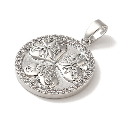 Rack Plating Brass Micro Pave Cubic Zirconia Pendants KK-U027-39P-1