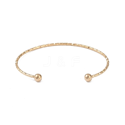 Ion Plating(IP) 304 Stainless Steel Textured Open Cuff Bangles for Women BJEW-S155-03G-1