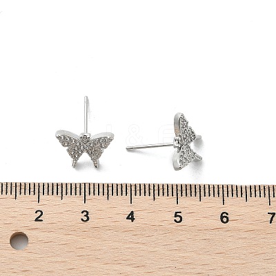 Brass Micro Pave Clear Cubic Zirconia Stud Earrings EJEW-A128-01P-1