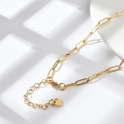 Ion Plating(IP) 304 Stainless Steel Paperclip Chain Necklace X-NJEW-D045-14G-1