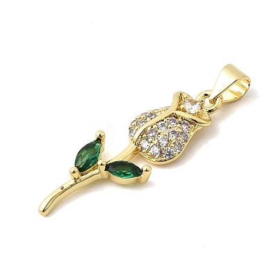 Brass Micro Pave Cubic Zirconia Pendants KK-A296-07E-G-1